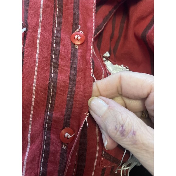 Vintage 1980’s Southwestern Fashion Fringe Womens Shirt Sz M USA Red Top Blouse - Picture 6 of 6